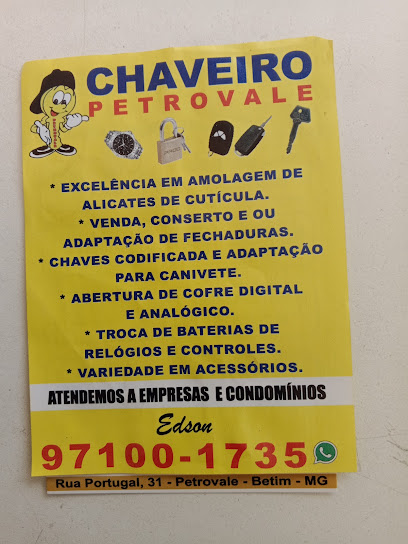 Imagem ilustrativa da empresa Chaveiro Petrovale | chave | fechadura | alicate em Betim - MG