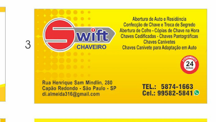Imagem ilustrativa da empresa CHAVEIRO SWIFT 24 HORAS AUTOS E RESIDÊNCIAS em São Paulo - SP